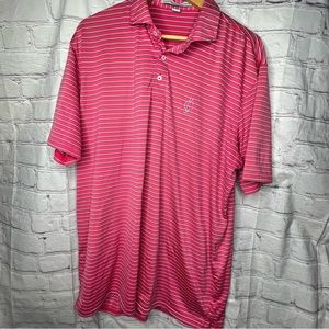 Holderness Bourne Men's Polo Shirt Tailored Fit Pink Striped Size XL